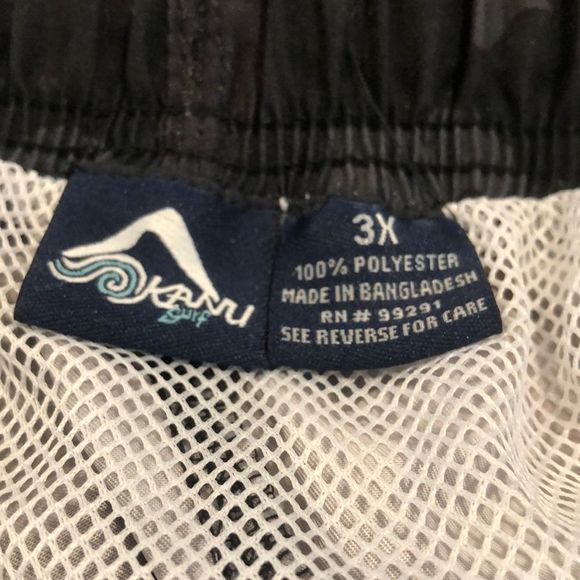 KANU SURF Mens Black Grey Camouflage Lined Swim Trunks Sz 3X NWT - Picture 5 of 6